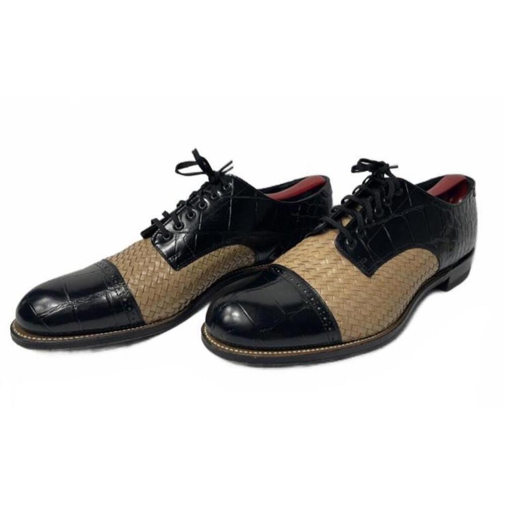 Vintage Stacy Adams Madison Oxford Dress Shoes Crocodile Toe Cap Woven - Size 10